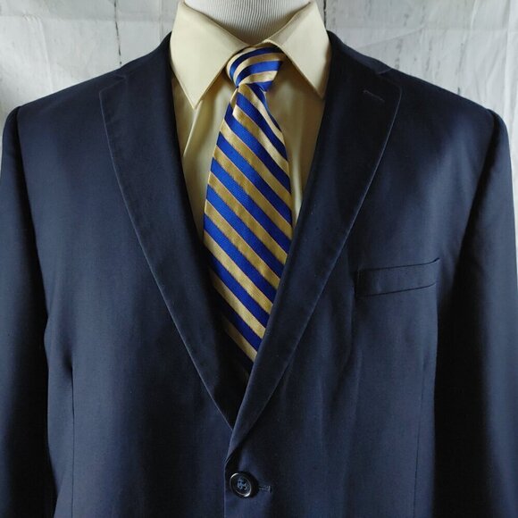 Caravelli Slim Fit Italian design Harry 2B Super 150s 48R Navy Blue 2pc Suit - Picture 4 of 16